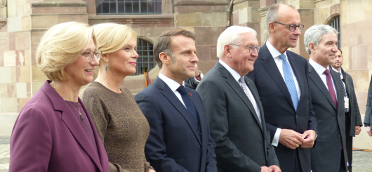 Frank-Walter Steinmeier, Friedrich Merz, Julia Klöckner, Anke Rehlinger Emannuel Macron